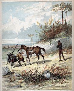 Don Quijote und Sancho Panza - Illustration von Jules David (1808-1892) aus „Geschichte von Don Quijote“ von Miguel de Cervantes Saavedra (1547-1616) von Jules David