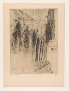 Blick auf die Seitenfassade der St.-Nikolaus-Kirche in Gent von Jules De Bruycker (signed by artist)