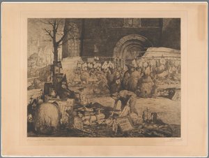 Ansicht eines Marktes in Flandern von Jules De Bruycker (signed by artist)