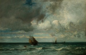 Barken fliehen vor dem Sturm, 1870-75 von Jules Dupré