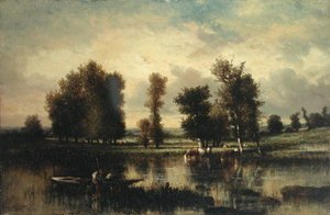 Boot am Flussufer von Jules Dupré