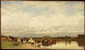 Kühe überqueren eine Furt von Jules Dupré