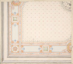 Entwurf für eine Decke (recto), Maße mit Designcode (verso), zweite Hälfte des 19. Jahrhunderts. Schöpfer: Jules-Edmond-Charles Lachaise, Eugène-Pierre Gourdet