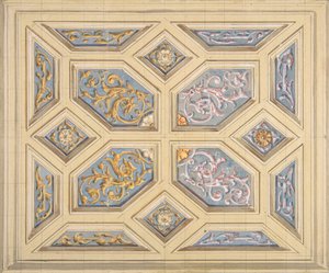 Entwurf für eine Kassettendecke mit Rankenwerk, 1840-97