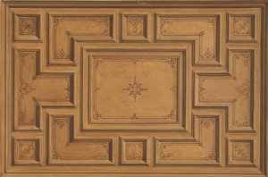 Entwurf für eine dekorierte Decke, 1840-97. Schöpfer: Jules-Edmond-Charles Lachaise, Eugène-Pierre Gourdet von Jules Edmond Charles Lachaise and Eugène Pierre Gourdet