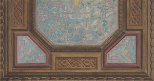 Entwurf für die bemalte Dekoration einer Kassettendecke mit dem Monogramm: H, 1830-97 von Jules Edmond Charles Lachaise and Eugène Pierre Gourdet