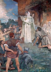 Die heilige Genevieve beruhigt die Pariser von Jules Elie Delaunay