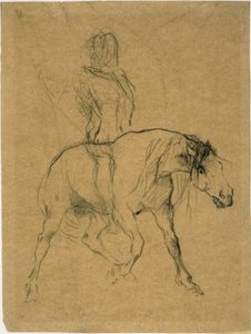 Studie eines Pferdes und Reiters von Jules Elie Delaunay