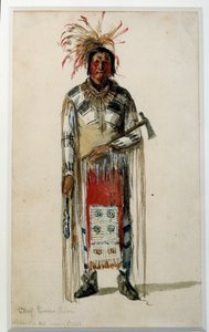 Indianer Amerikas: Fußabdruck eines Indianerhäuptlings des Pawnee Ponca Stammes. Lithographie von Jules Emile Saintin (1829-1894) 1858 von Jules Emile Saintin