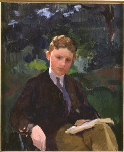 Porträt von Marcel Renoux im Alter von etwa 13 oder 14 Jahren, lesend von Jules Ernest Renoux