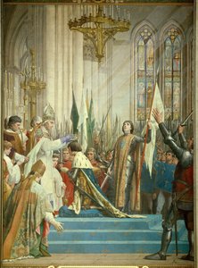 König Karl VII. (1403-1461) erhielt die Krone in der Kathedrale von Reims am 17.07.1429 in Anwesenheit von Jeanne d