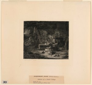 Innenansicht eines niederländischen Häuschens, aus "Radierungen von Bildern im Metropolitan Museum, New York" von Jules Ferdinand Jacquemart