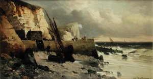 Angeln an einer Mole von Jules G Bahieu