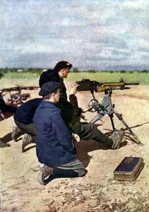 Eine französische Stellung mit Maschinengewehren während der Schlacht an der Marne östlich von Paris, September 1914 von Jules Gervais Courtellemont