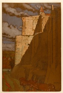 Schloss von Loches: die Umfassungsmauer und die Spitze des Tour Ronde von Jules Guerin