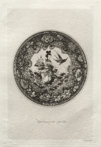 Untertasse mit reich emailliertem Grund und Medaillon, das die Göttin Kounin darstellt von Jules Jacquemart