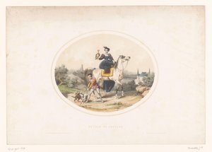 Edelfrau mit Falke zu Pferd von Jules Marie Desandre