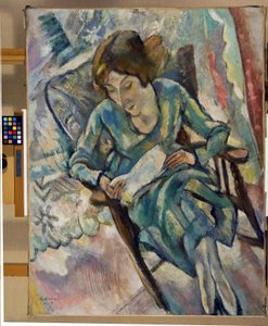 Mädchen in Grün beim Lesen, 1917 von Jules Pascin