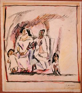 Mutter, Vater und drei Kinder von Jules Pascin
