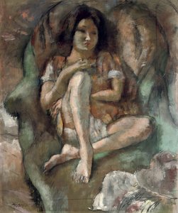 Junges Mädchen im Sessel von Jules Pascin