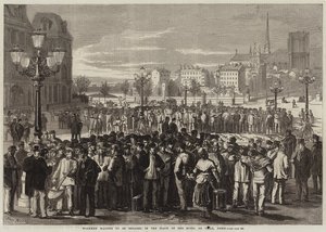 Arbeiter, die darauf warten, auf dem Platz des Hôtel de Ville in Paris engagiert zu werden von Jules Pelcoq