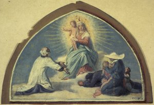 Die Jungfrau präsentiert das Jesuskind dem heiligen Vinzenz von Paul von Jules Richomme
