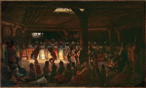 Tanz in einem unterirdischen Rundhaus am Clear Lake, Kalifornien von Jules Taverniers
