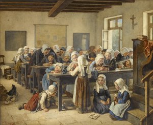 Eine bretonische Mädchenschule, 1882 von Jules Trayer