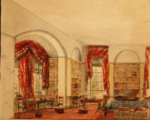 Seitenansicht der Bibliothek in Aynhoe von Julia Cartwright
