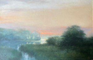 Nebliger Fluss Morgendämmerung von Julia Purinton