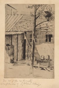 Hinterhof, Eimer und Baum