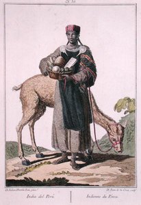 Peruanischer Indianer, graviert von Juan de la Cruz (farbige Gravur) von Julian Davila
