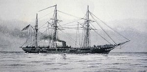 U.S. Kriegsschiff "Kearsage" der Bundesmarine (Gravur) von Julian Oliver (after) Davidson
