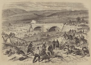 Traktir-Brücke über die Tschernaja, zeigt die von den Franzosen errichteten Verteidigungsanlagen nach der Schlacht