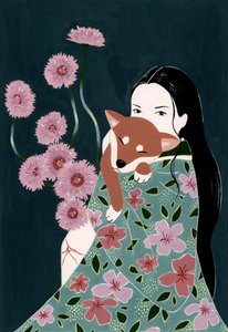 Frau mit Shiba Inu