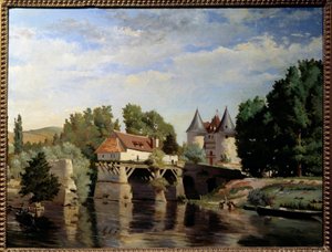 Die Ruinen der Vernon-Brücke. Gemälde von Julien Devos (1846-1925) von Julien Devos