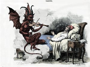 Der Traum des Komponisten Giuseppe Tartini (1692-1770): in seiner „Sonata des trilles du Diable“ (Sonate für Violine in g-Moll) träumt der Komponist, dass er einen Pakt mit dem Teufel schließt, ihm seine Geige anvertraut und der Teufel spielt.