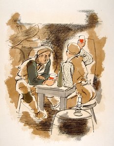 Humorvolle Weinillustration 1946