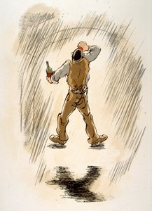 Humorvolle Wein-Illustration 1946. Illustration von Julien Pavil