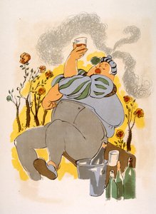 Humorvolle Wein-Illustration 1946. Illustration von Julien Pavil