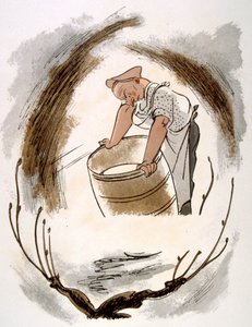 Humorvolle Wein-Illustration 1946. Illustration von Julien Pavil