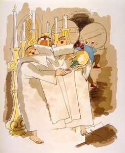 Humorvolle Weinillustration 1946. Illustration von Julien Pavil