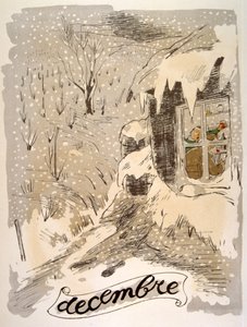 Humorvolle Weinillustration 1946. Illustration von Julien Pavil