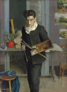 Selbstporträt des Künstlers in seinem Atelier
