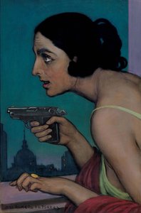 Frau mit Gewehr
