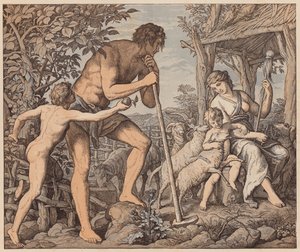 Adam und Eva nach dem Sündenfall, Genesis, III von Julius (after) Schnorr von Carolsfeld