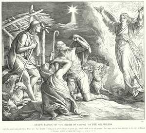 Verkündigung der Geburt Christi an die Hirten (Gravur) von Julius (after) Schnorr von Carolsfeld