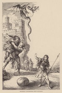 Brunhild kämpft mit Gunther von Julius (after) Schnorr von Carolsfeld