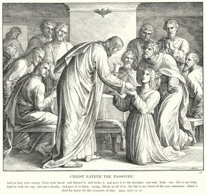 Christus isst das Passahmahl (Gravur) von Julius (after) Schnorr von Carolsfeld