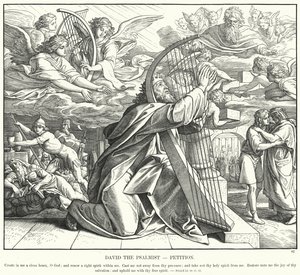 David der Psalmist, Petition (Gravur) von Julius (after) Schnorr von Carolsfeld